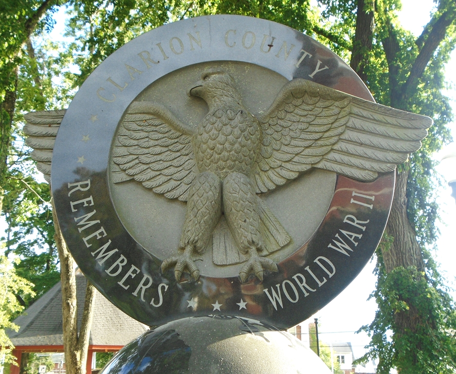 CLARION COUNTY WORLD WAR II MEMORIAL MEDALLION FRONT