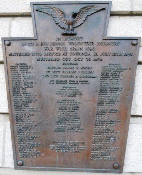 CO M 9TH PENNA VOLUNTEER INFANTRY WAR MEMORIAL PLAQUE