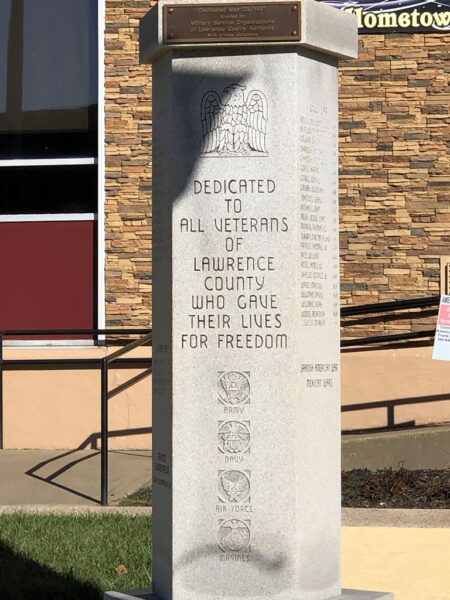 LAWRENCE COUNTY SUPREME SACRIFICE WAR MEMORIAL SIDE A