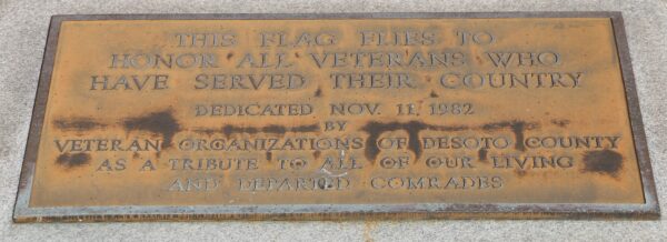 DESOTO COUNTY VETERANS MEMORIAL FLAGPOLE PLAQUE