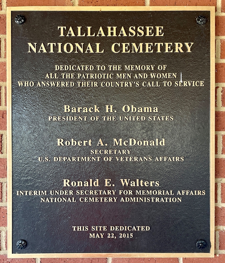 TALLAHASSEE NATIONAL CEMETERY VETERANS MEMORIAL PLAQUE