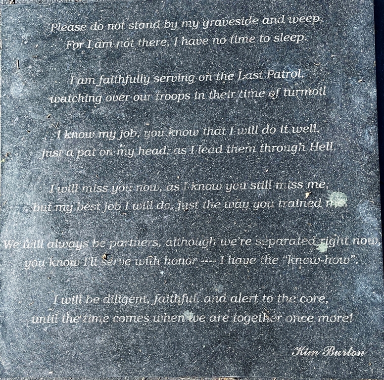 THE K-9 HEROES MEMORIAL STONE