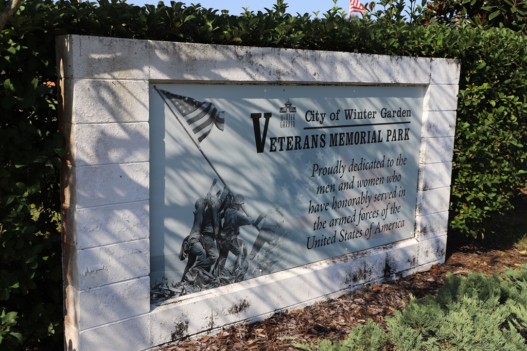 CITY OF WINTER GARDEN VETERANS MEMORIAL PARK PLAQUE