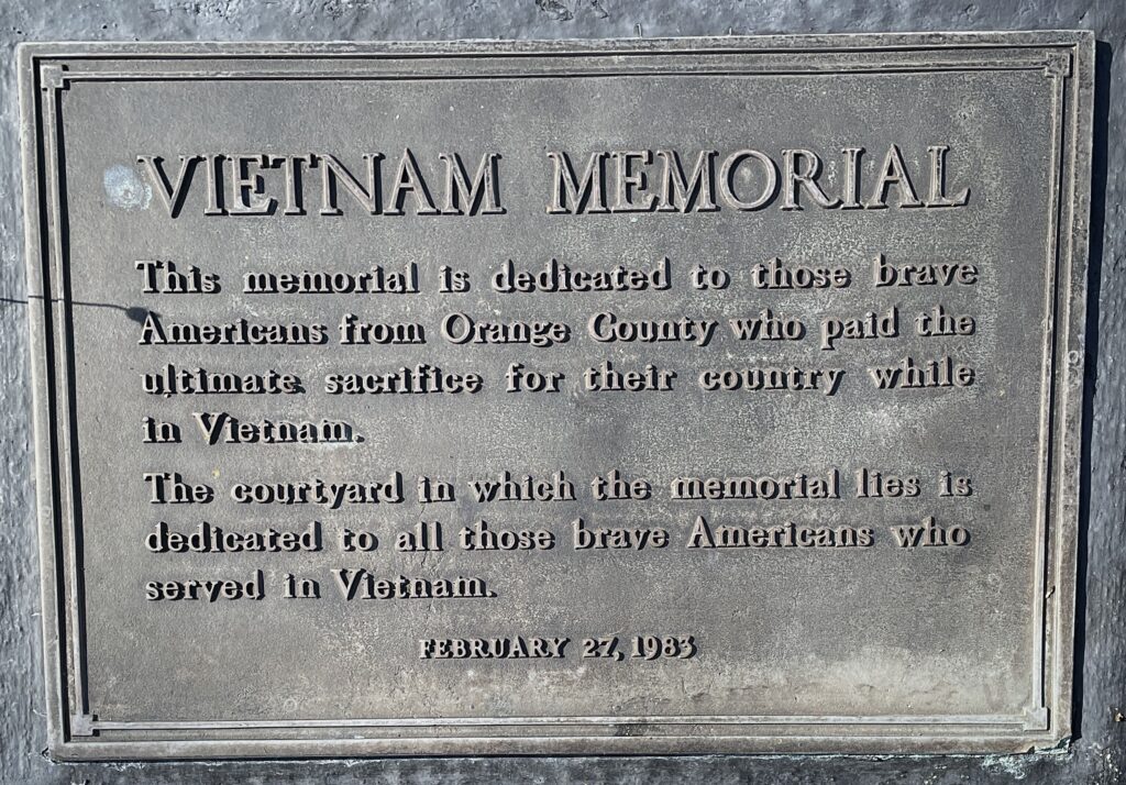 ORANGE COUNTY ULTIMATE SACRIFICE VIETNAM MEMORIAL PLAQUE