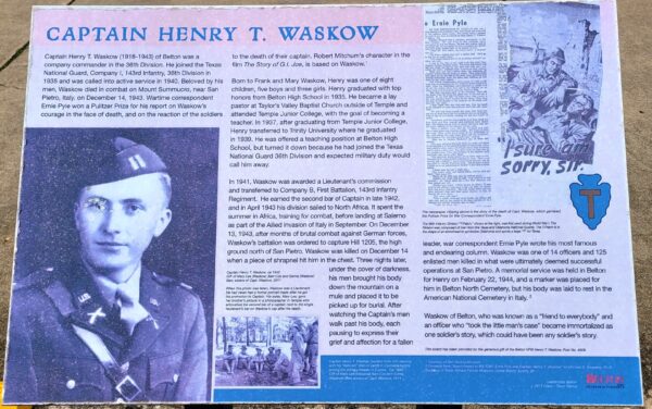 CAPTAIN HENRY T. WASKOW WAR MEMORIAL PLAQUE