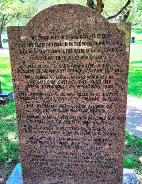 NINE MEN OF PRAHA WAR MEMORIAL BACK