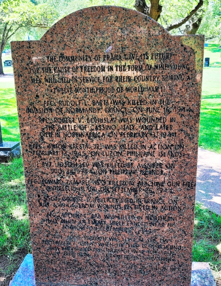 NINE MEN OF PRAHA WAR MEMORIAL BACK