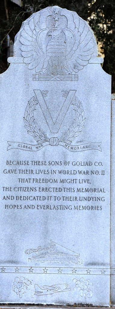 GOLIAD CO. GLOBAL WAR MEMORIAL CENTER STONE