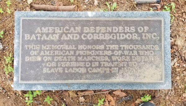 FREDERICKSBURG AMERICAN DEFENDERS OF BATAAN AND CORREGIDOR MEMORIAL TREE PLAQUE