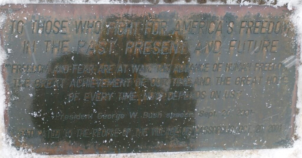 CASSOPOLIS SEPTEMBER 11, 2001 MEMORIAL PLAQUE