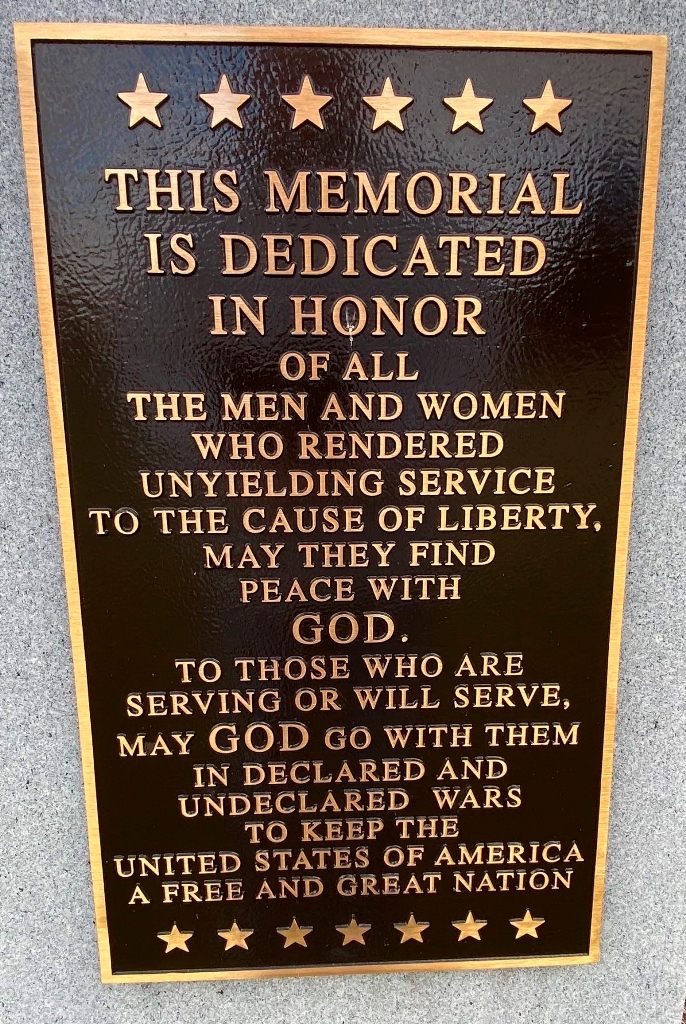 SUMMIT TOWNSHIP VETERANS MEMORIAL PLAQUE