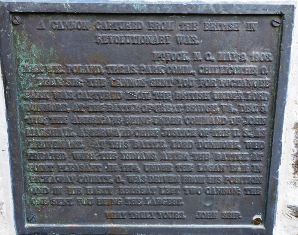 CAPTURED BRITISH CANNON IN REVOLUTIONARY WAR MEMORIAL PLAQUE