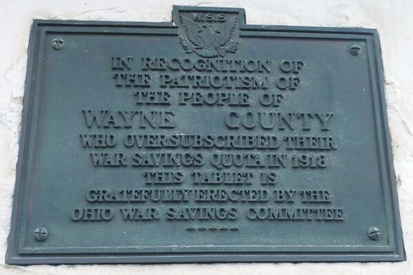 WAYNE COUNTY WAR SAVINGS QUOTA MEMORIAL PLAQUE