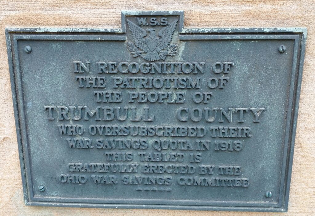 TRUMBULL COUNTY WAR SAVINGS STAMPS MEMORIAL PLAQUE