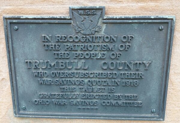 TRUMBULL COUNTY WAR SAVINGS STAMPS MEMORIAL PLAQUE