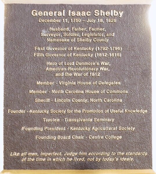 GENERAL ISAAC SHELBY WAR MEMORIAL PLAQUE