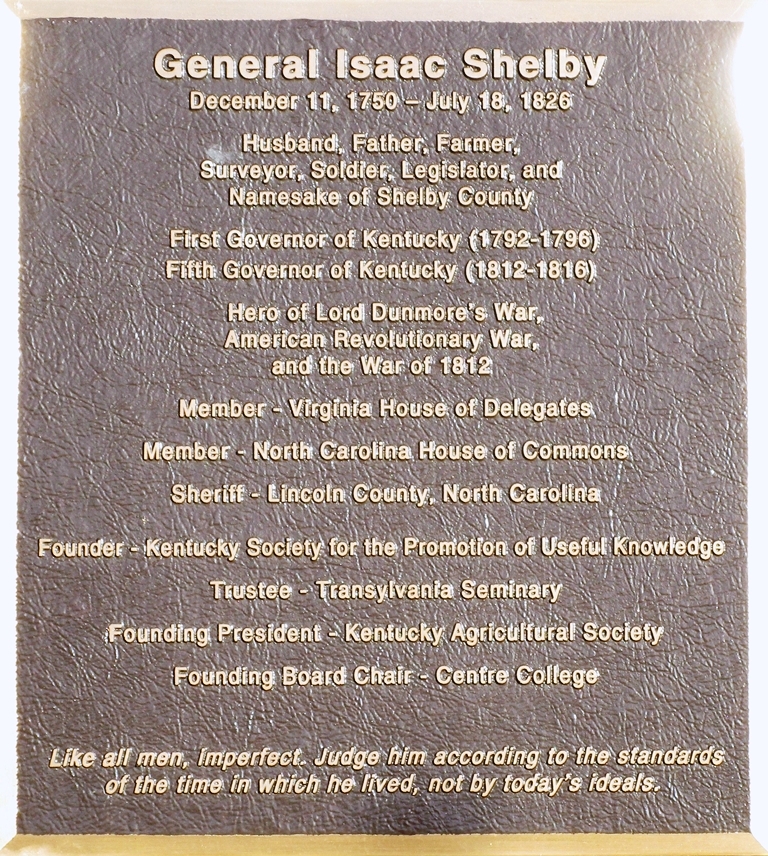GENERAL ISAAC SHELBY WAR MEMORIAL PLAQUE