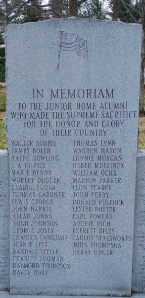 JUNIOR HOME ALUMNI SUPREME SACRIFICE MEMORIAL CENTER STONE