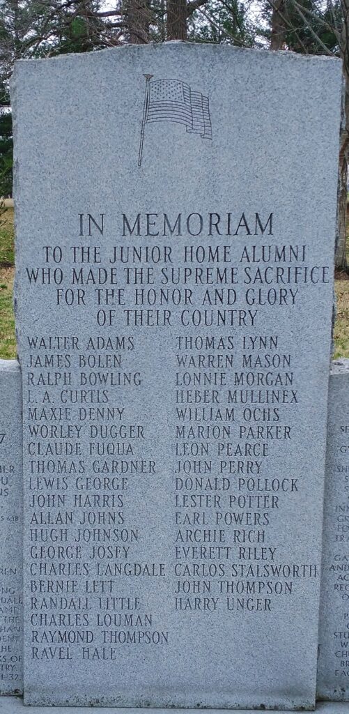 JUNIOR HOME ALUMNI SUPREME SACRIFICE MEMORIAL CENTER STONE