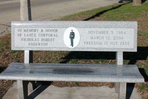 LANCE CORPORAL NICHOLAS ROBERT ANDERSON MEMORIAL BENCH