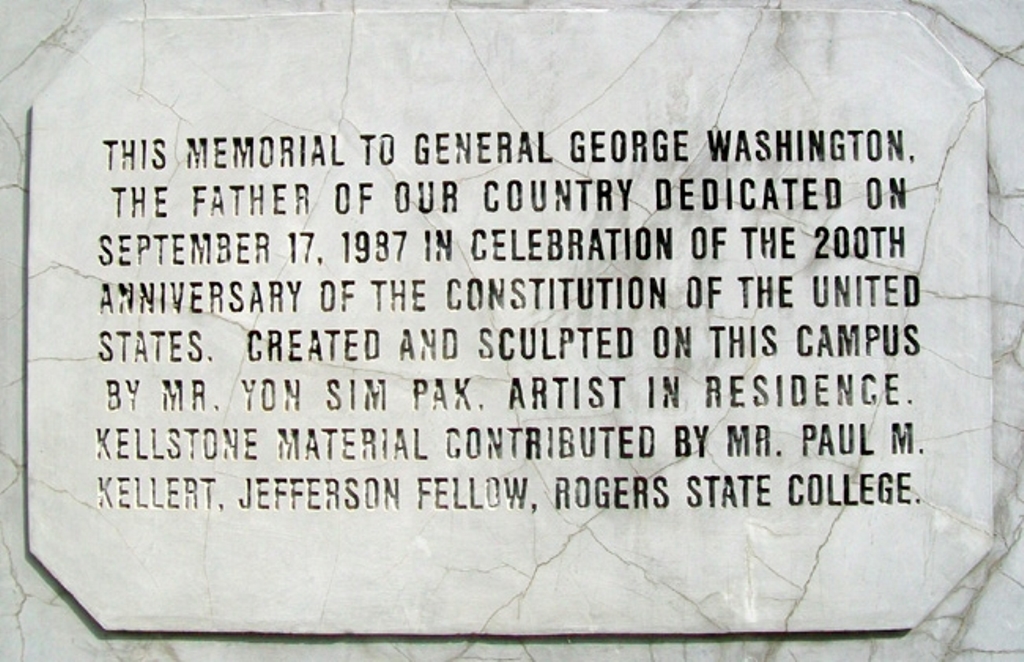 ROGERS STATE UNIVERSITY GEORGE WASHINGTON MEMORIAL STONE C