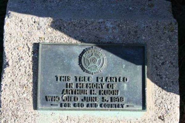 ARTHUR H. KUONI MEMORIAL TREE PLAQUE