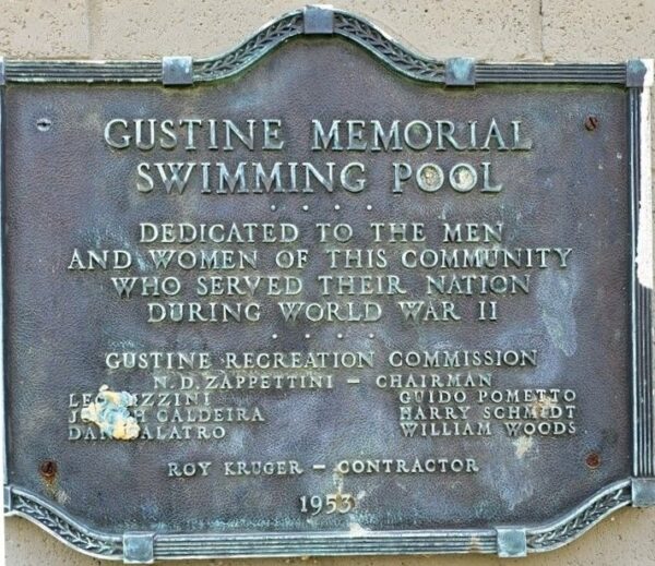 GUSTINE MEMORIAL SWIMMING POOL PLAQUE