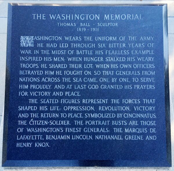 THE WASHINGTON MEMORIAL PLAQUE