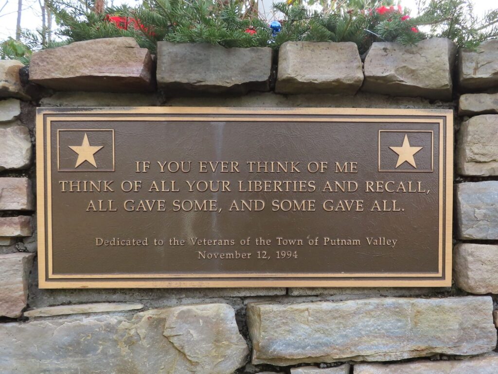 TOWN OF PUTNAM VALLEY VETERANS MEMORIAL PLAQUE