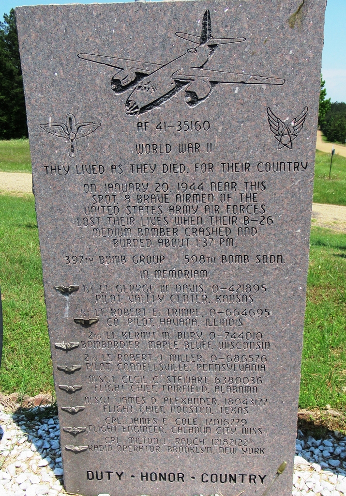 AF 41-35160 B-26 CRASH MEMORIAL FRONT