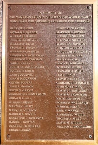 YANKTON MEMORIAL PARK PLAQUE