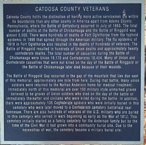 CATOOSA COUNTY VETERANS MEMORIAL FLAGPOLE PLAQUE