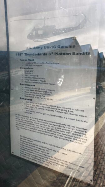 U.S. ARMY UH-1C GUNSHIP WAR MEMORIAL PLAQUE