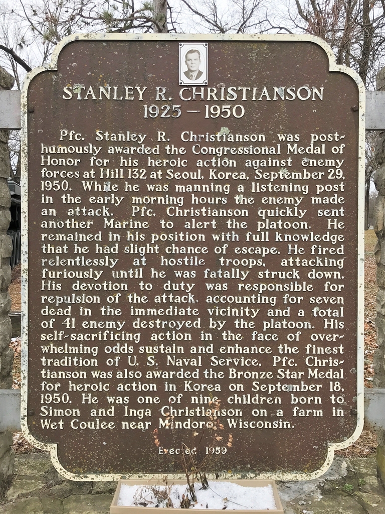 STANLEY R. CHRISTIANSON MEDAL OF HONOR WAR MEMORIAL MARKER