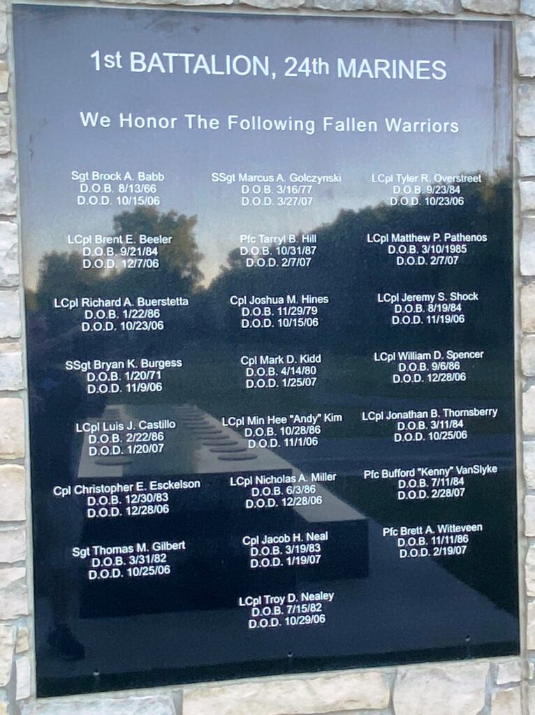 1ST BATTALION, 24TH MARINES REGIMENT MEMORIAL PLAQUE B