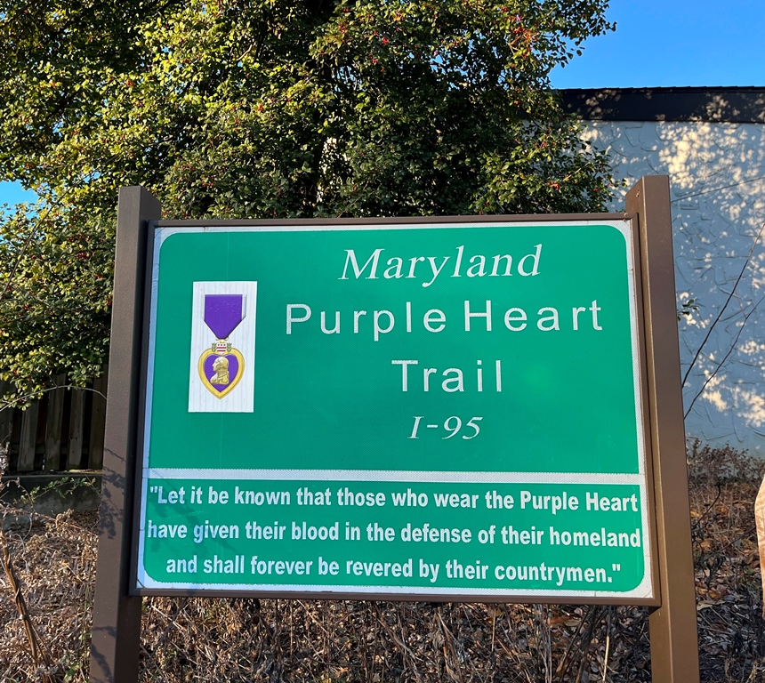 MARYLAND PURPLE HEART TRAIL MEMORIAL MARKER I-95 NORTH