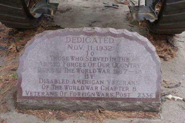 SAUK COUNTY WORLD WAR I MEMORIAL CANNON PLAQUE