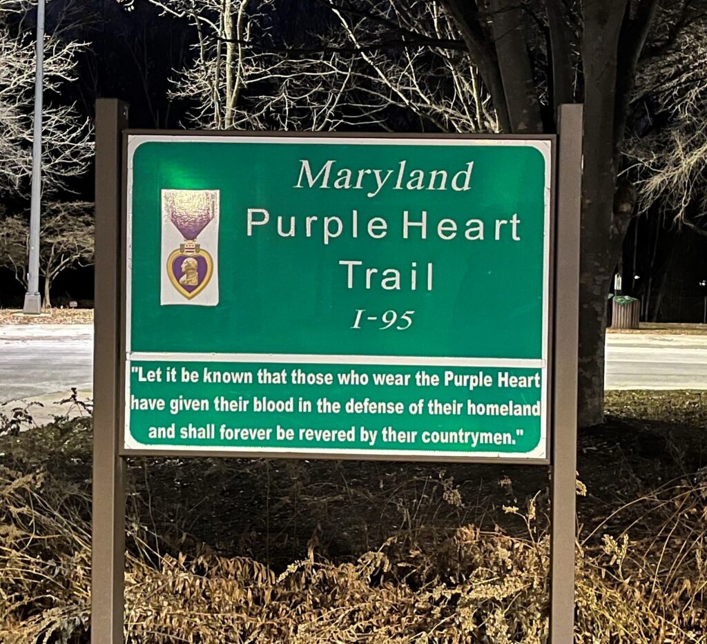MARYLAND PURPLE HEART TRAIL MEMORIAL MARKER I-95 SOUTH