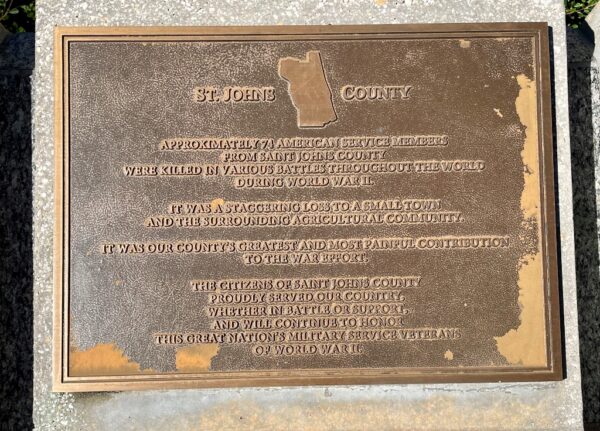 ST. JOHNS COUNTY FLORIDA WORLD WAR II MEMORIAL