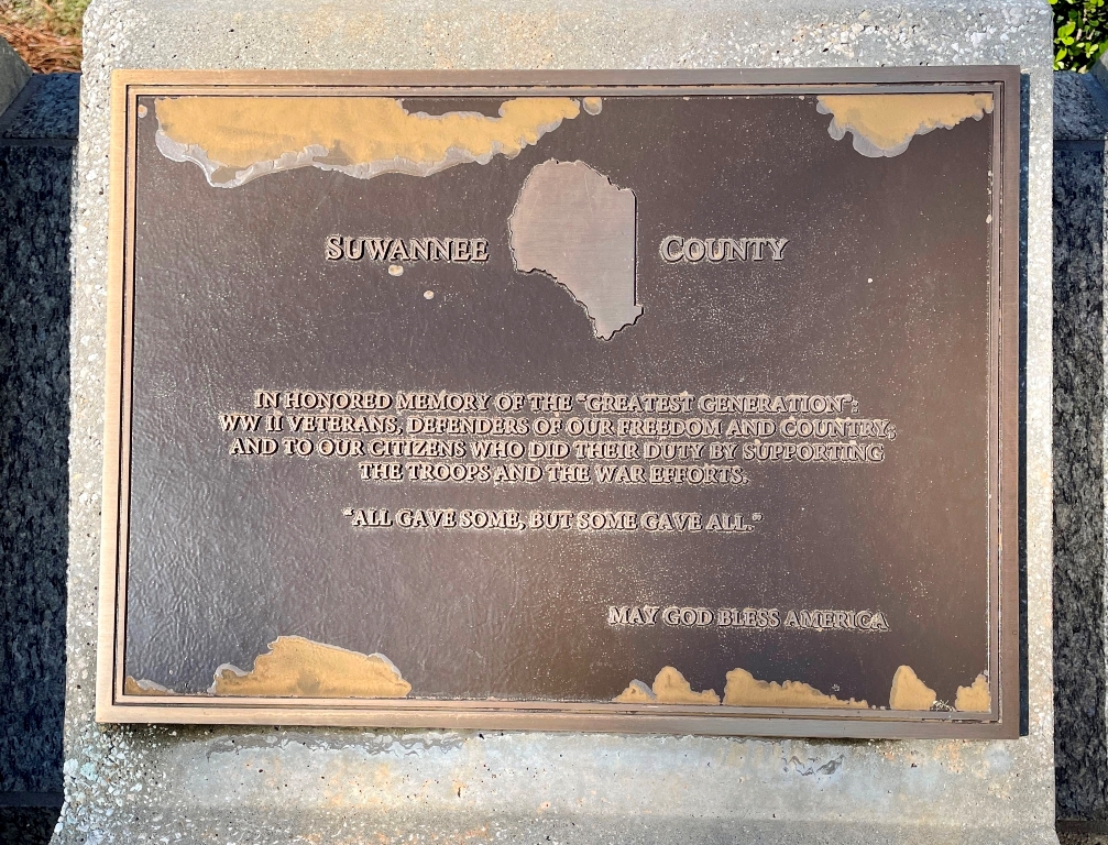 SUWANNEE COUNTY FLORIDA WORLD WAR II MEMORIAL