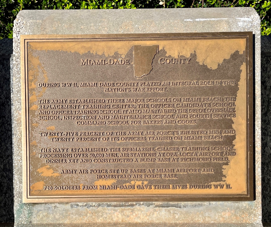 MIAMI-DADE COUNTY FLORIDA WORLD WAR II MEMORIAL