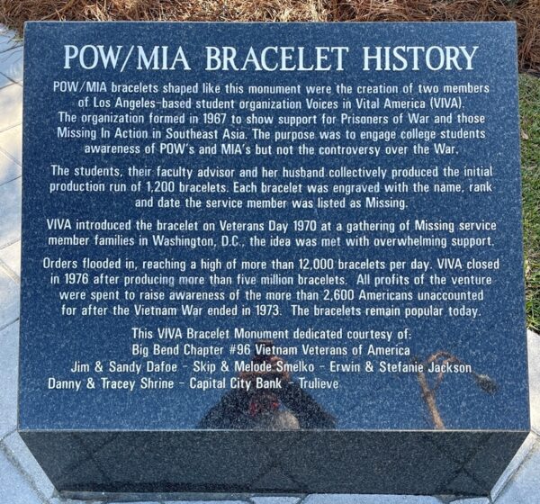 POW/MIA BRACELET HISTORY MEMORIAL STONE