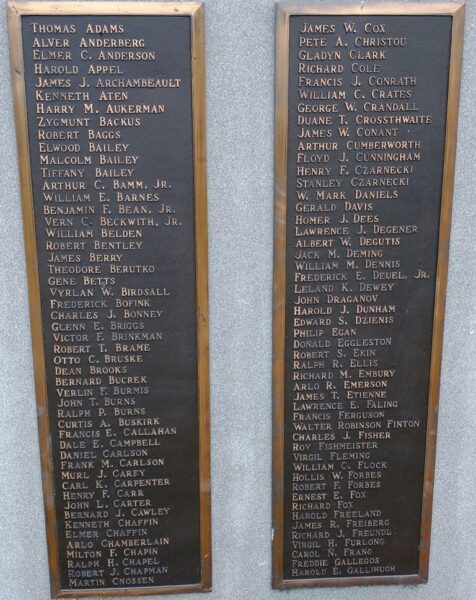 JACKSON COUNTY WORLD WAR II VETERANS MEMORIAL PLAQUES A & B