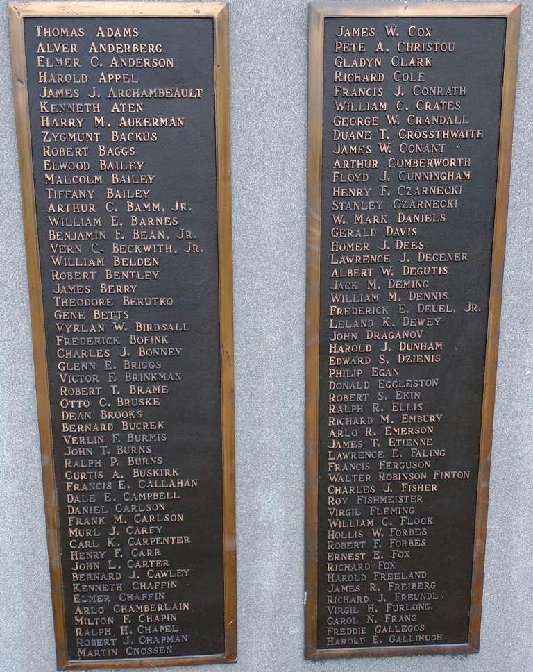 JACKSON COUNTY WORLD WAR II VETERANS MEMORIAL PLAQUES A & B