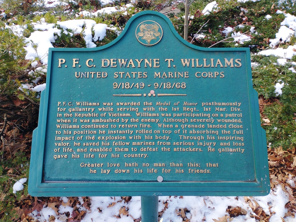 P.F.C. DEWAYNE T. WILLIAMS MEDAL OF HONOR WAR MEMORIAL MARKER