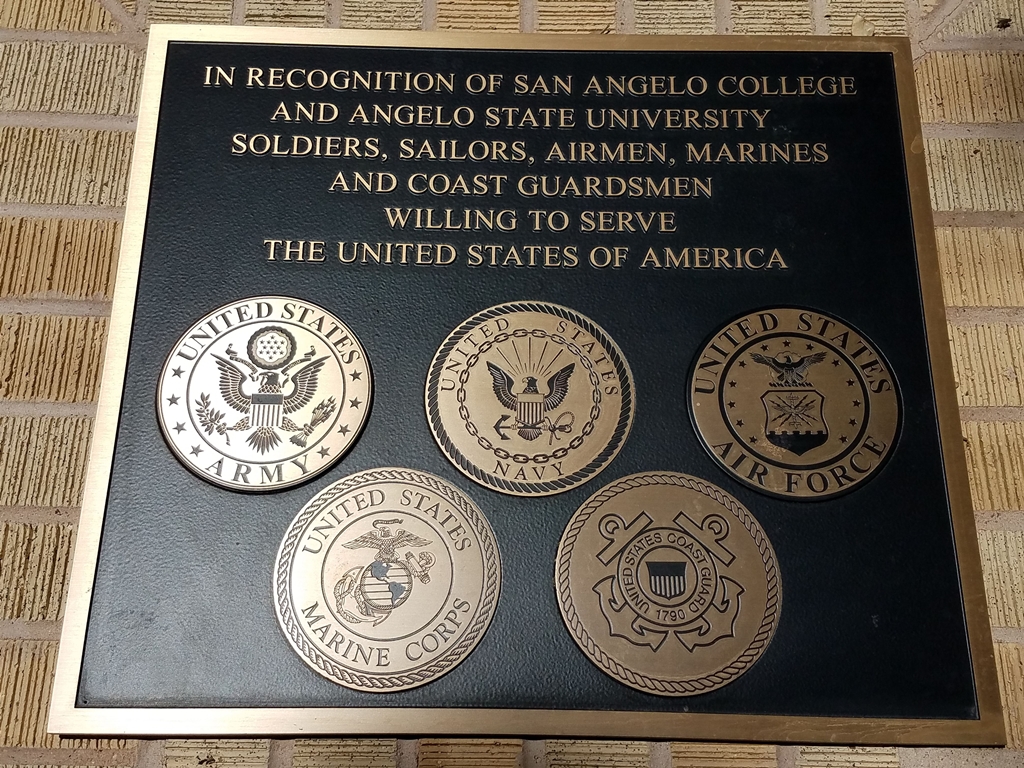 ANGELO STATE UNIVERSITY MEMORIAL OAK GROVE PLAQUE C