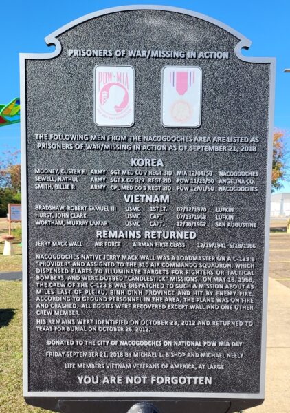 PRISONERS OF WAR/MISSING IN ACTION MEMORIAL MARKER