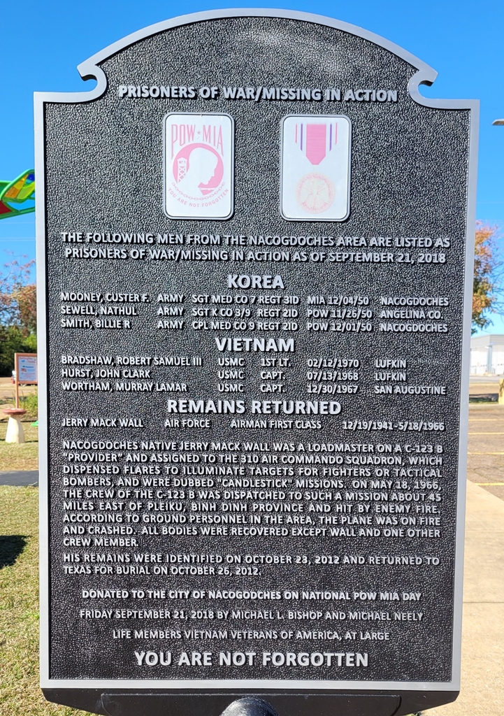 PRISONERS OF WAR/MISSING IN ACTION MEMORIAL MARKER