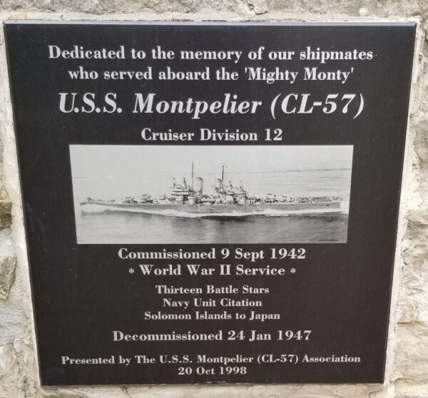 U.S.S. MONTPELIER (CL-57) WAR MEMORIAL PLAQUE