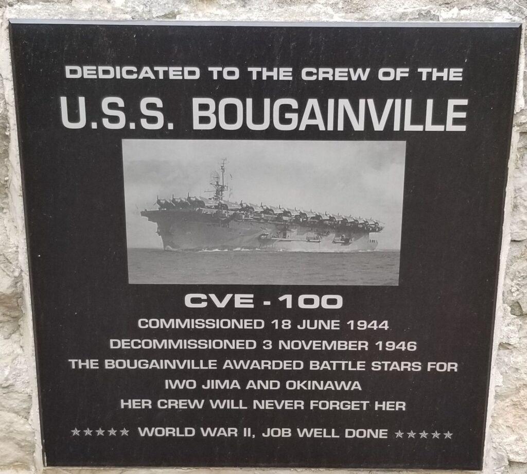 U.S.S. BOUGAINVILLE CVE-100 WAR MEMORIAL PLAQUE
